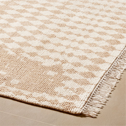 Neutro Hand-Knotted Sand and Warm White Abstract New Zealand Wool Rug Swatch 12"x12"