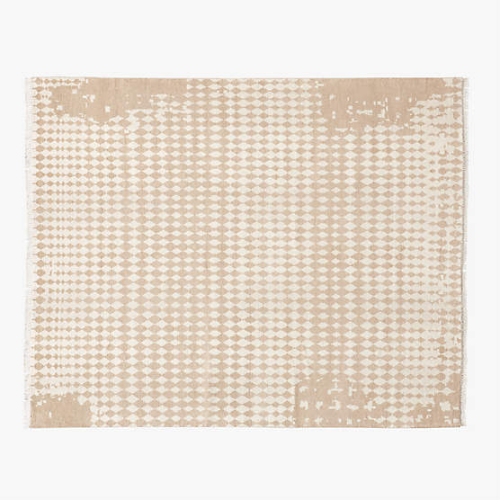 Neutro Hand-Knotted Sand and Warm White Abstract New Zealand Wool Area Rug 8'x10'