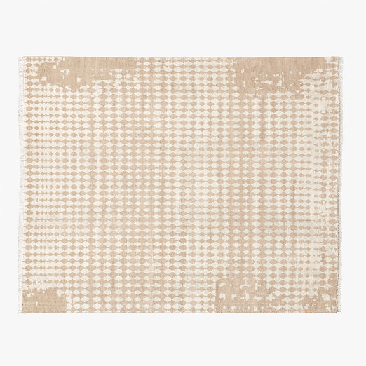 Neutro Hand-Knotted Sand and Warm White Abstract New Zealand Wool Area Rug 8'x10'