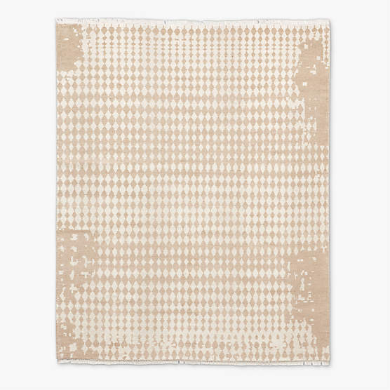 Neutro Hand-Knotted Sand and Warm White Abstract New Zealand Wool Area Rug 8'x10'