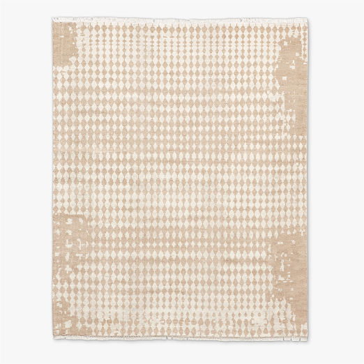 Neutro Hand-Knotted Sand and Warm White Abstract New Zealand Wool Area Rug 9'x12'