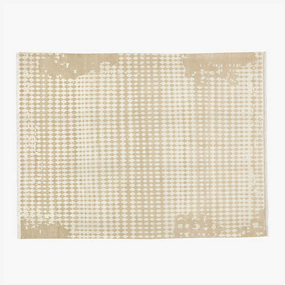 Neutro Hand-Knotted Sand and Warm White Abstract New Zealand Wool Area Rug 9'x12'