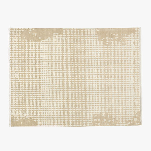 Neutro Hand-Knotted Sand and Warm White Abstract New Zealand Wool Area Rug 9'x12'