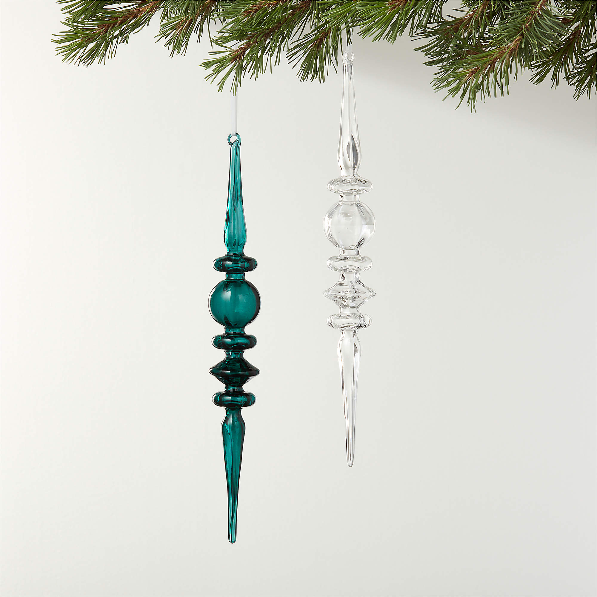 Neve Glass Icicle Christmas Tree Ornaments