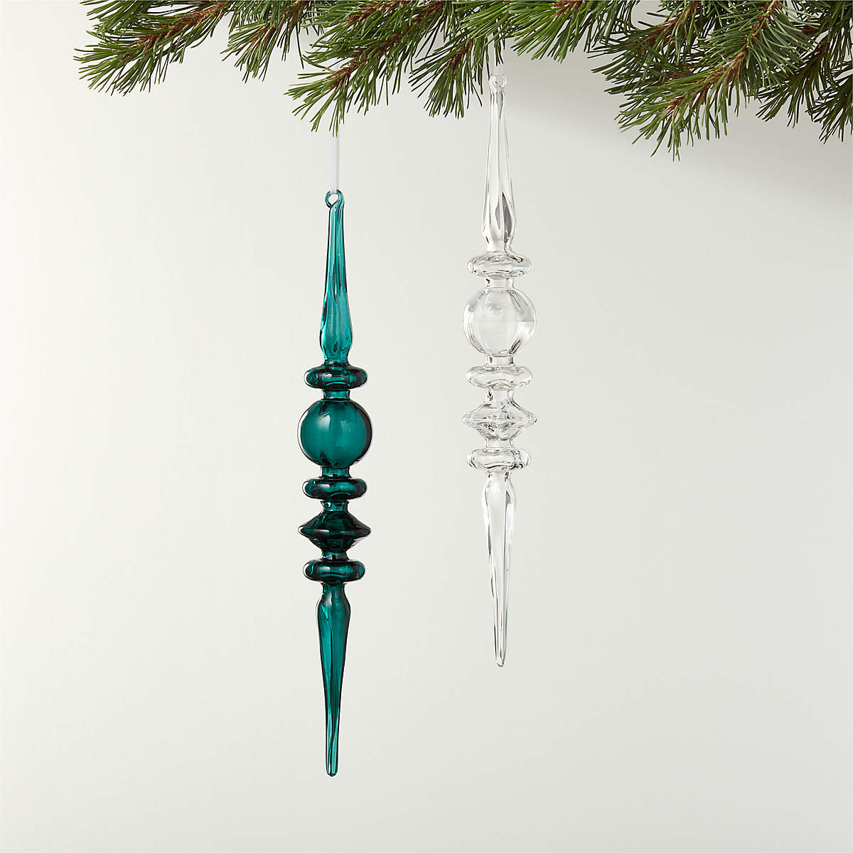 Neve Glass Icicle Christmas Tree Ornaments | CB2