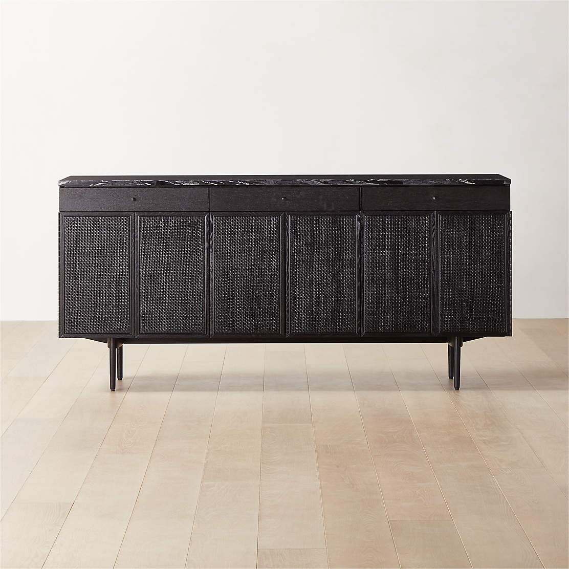 Marchino Modern Black Wood Media Console + Reviews CB2