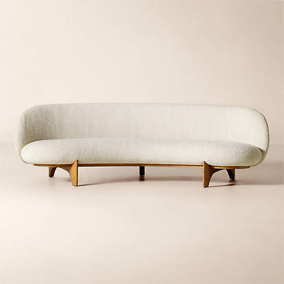 Newt 97" Ivory Boucle Curved Sofa