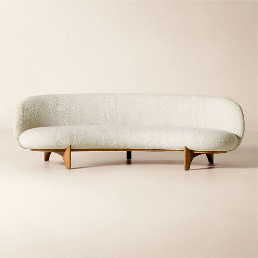 Newt 97" Ivory Boucle Curved Sofa