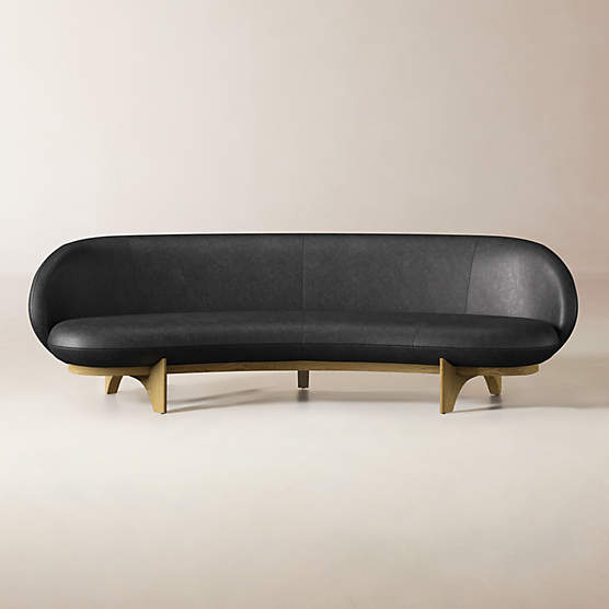 Newt 97" Leather Sofa Bello Black