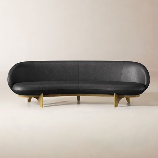 Newt 97" Leather Sofa Bello Black