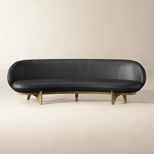 Newt 97" Leather Sofa Bello Black