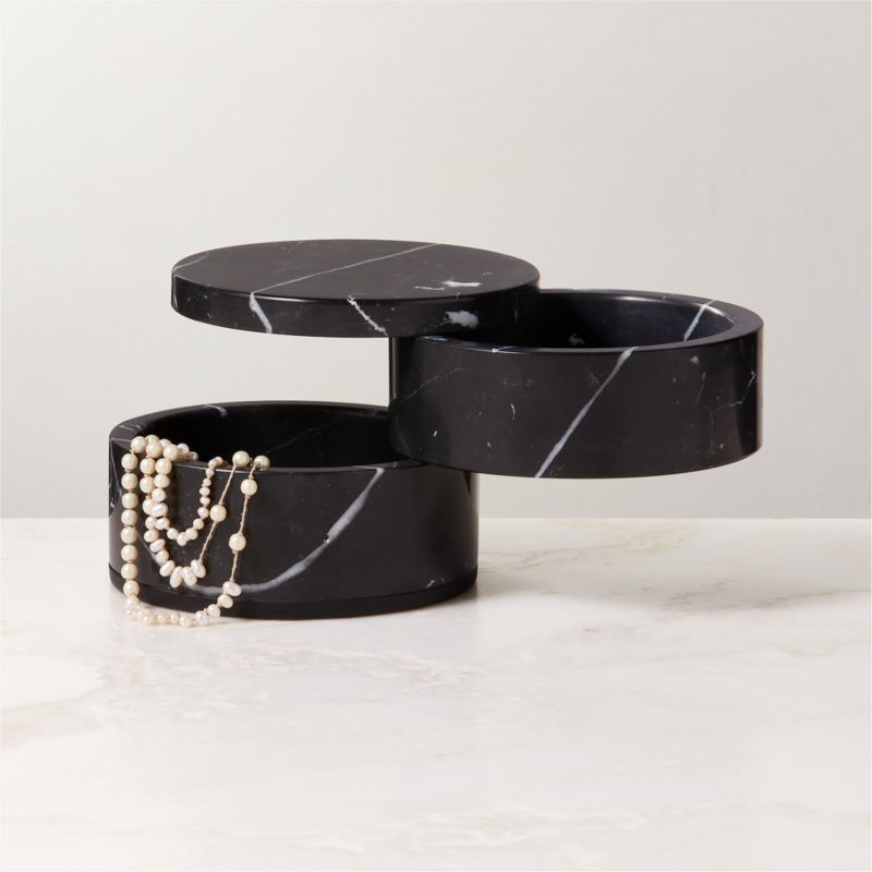 Nexus Black Marble Two-Tier Storage Box - image 2 of 6