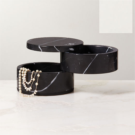 Nexus Black Marble Two-Tier Storage Box