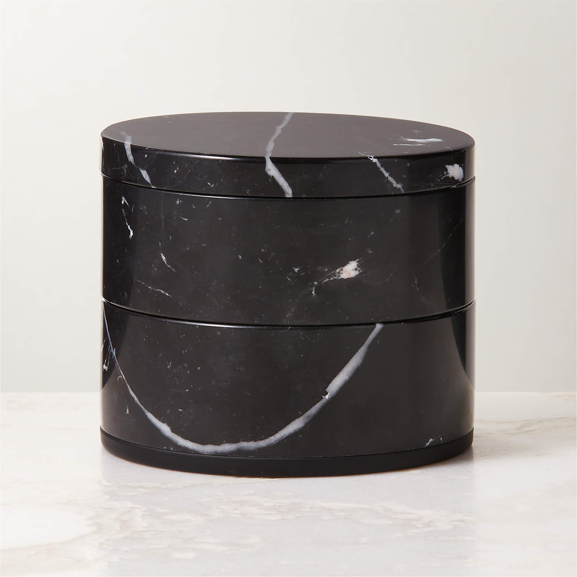 Nexus Black Marble TwoTier Storage Box + Reviews CB2 Canada
