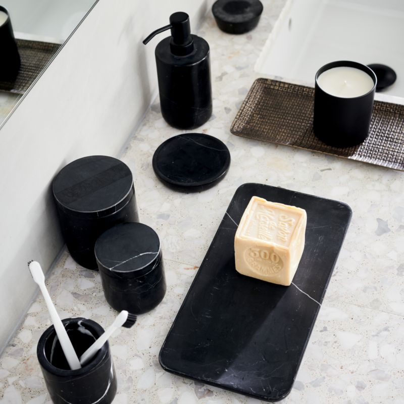 CB2 - March Catalog 2020 - Sharp Black Marble Magnetic Knife Block