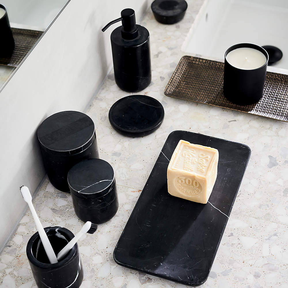 Rubber Coated Modern Black Bath Accessories, CB2