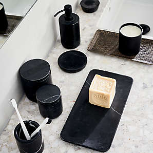 Rubber Coated Black Modern Vanity Tray + Reviews, CB2