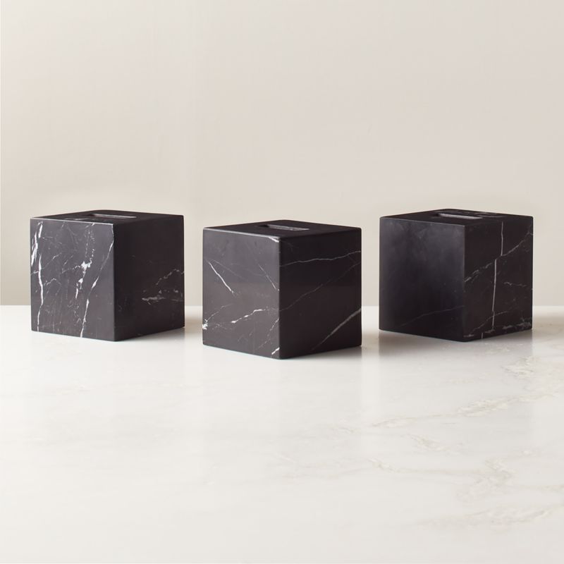 Nexus Black Marble Tissue Box Cover - image 4 of 6