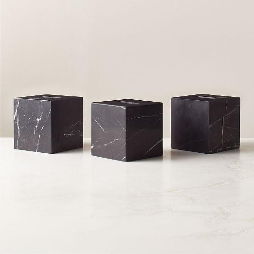 Nexus Black Marble Tissue Box Cover