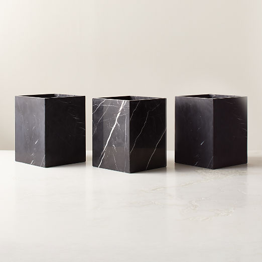 Nexus Black Marble Wastebasket