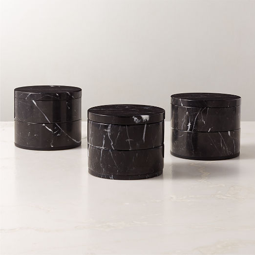 Nexus Black Marble Two-Tier Storage Box