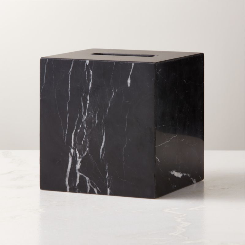 Parello Pleated Black Tissue Box Cover + Reviews | CB2