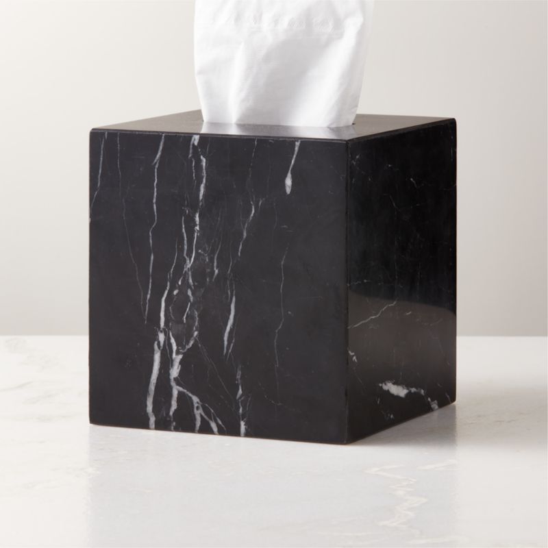 Nexus Black Marble Tissue Box Cover - image 2 of 6