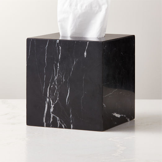 Nexus Black Marble Tissue Box Cover