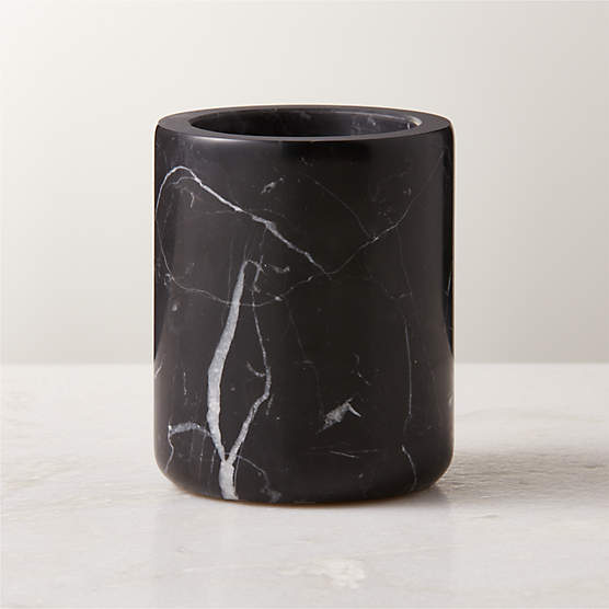 Turk Modern Black Marble Utensil Holder + Reviews | CB2 Canada