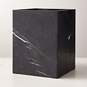 Fallon Black Leather Wastebasket