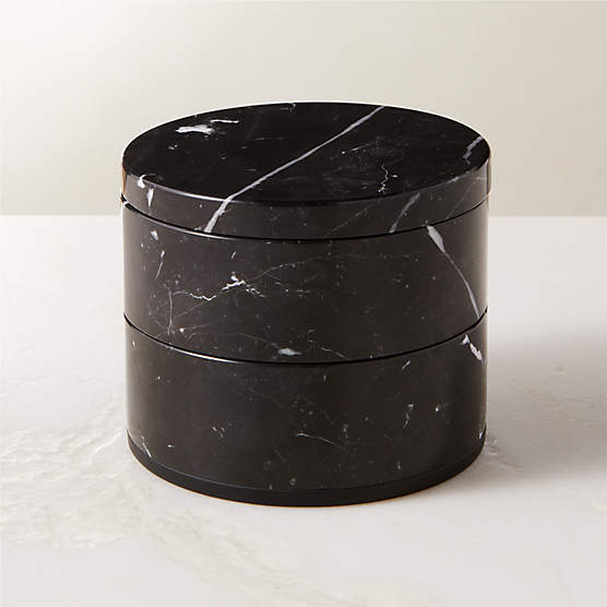 Nexus Black Marble Two-Tier Storage Box