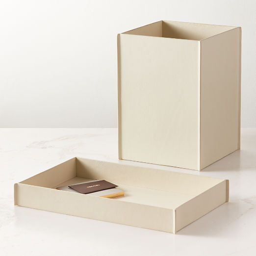 Nezzo White Leather Letter Tray