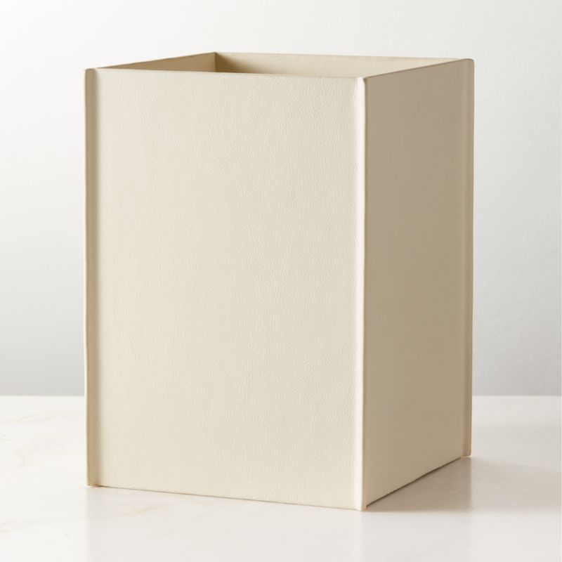 Viewing product image Nezzo White Leather Wastebasket - image 1 of 3