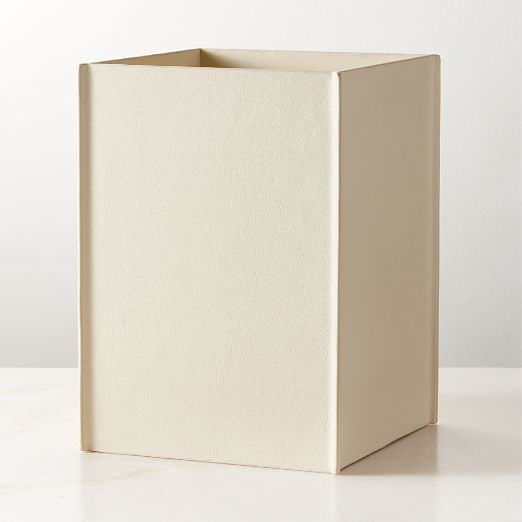 Nezzo White Leather Wastebasket