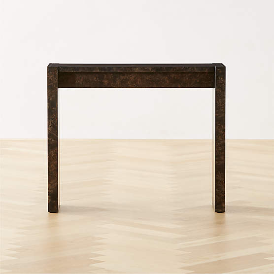Niche Charcoal Brown Burl Wood Console Table 34"