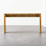 Mona Off-White Performance Linen Ottoman
