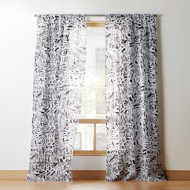 Nico Black And White Print Curtain Panel Cb2