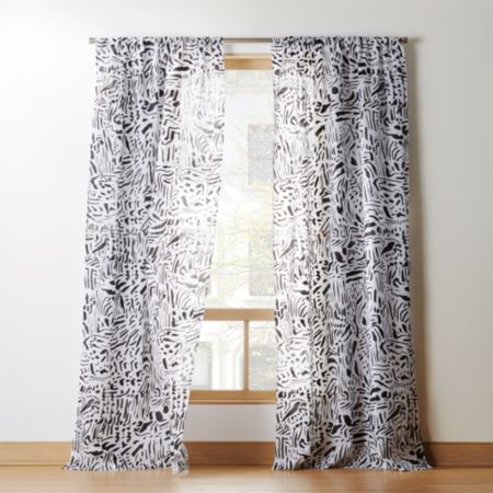 Nico Black And White Print Curtain Panel Cb2
