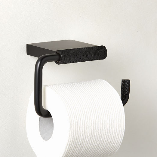 Nicolo Knurled Black Wall-Mounted Toilet Paper Holder