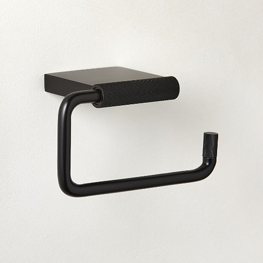 Nicolo Knurled Black Wall-Mounted Toilet Paper Holder