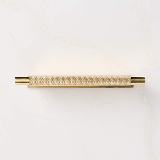 Nicolo Knurled Unlacquered Brass Drawer Pull 7"