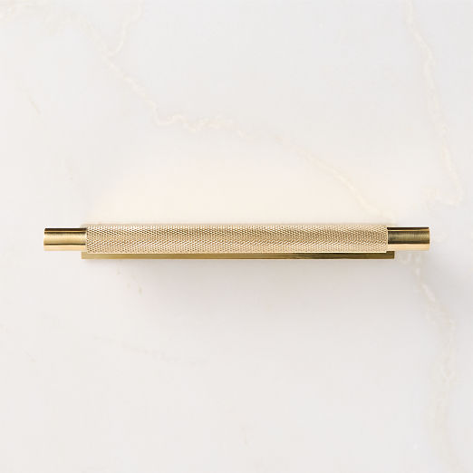 Nicolo Knurled Unlacquered Brass Drawer Pull 7"