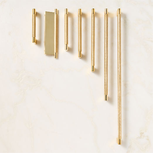 Nicolo Knurled Unlacquered Brass Cabinet Handles