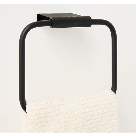 Nicolo Knurled Black Towel Ring