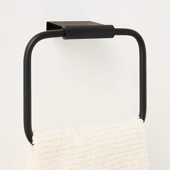 Nicolo Knurled Black Towel Ring