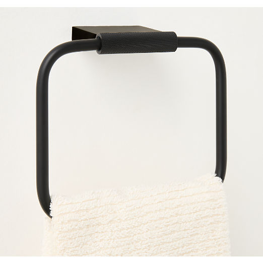 Nicolo Knurled Black Towel Ring