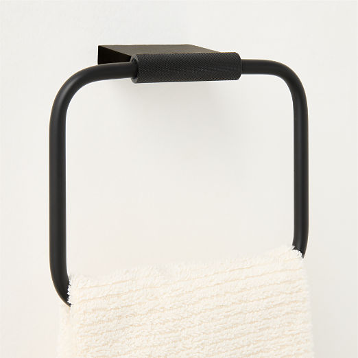 Nicolo Knurled Black Towel Ring