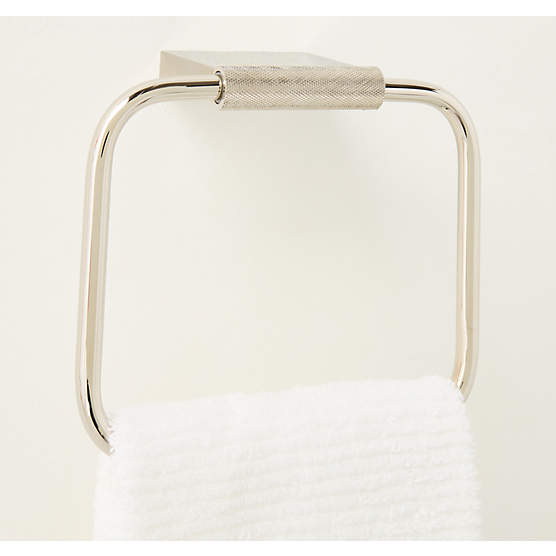 Nicolo Knurled Polished Nickel Towel Ring