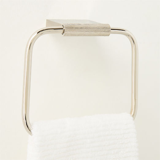 Nicolo Knurled Polished Nickel Towel Ring