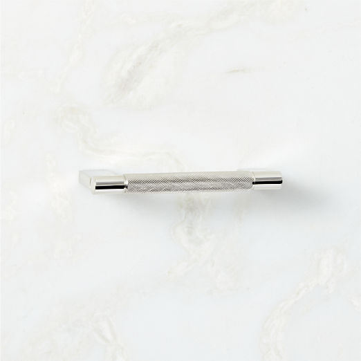 Nicolo Knurled Polished Nickel Cabinet Handle 4"
